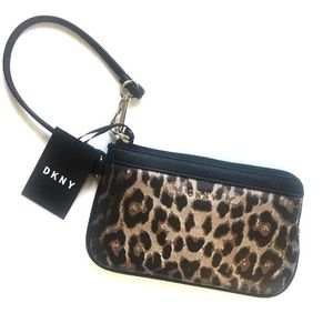 DKNY Women's Bryant Leopard Print Wristlet NWT